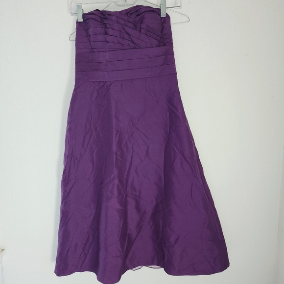 Ann Taylor Dresses & Skirts - Ann Taylor Purple Strapless Silk Formal Evening Cocktail Midi Dress Sz 4
